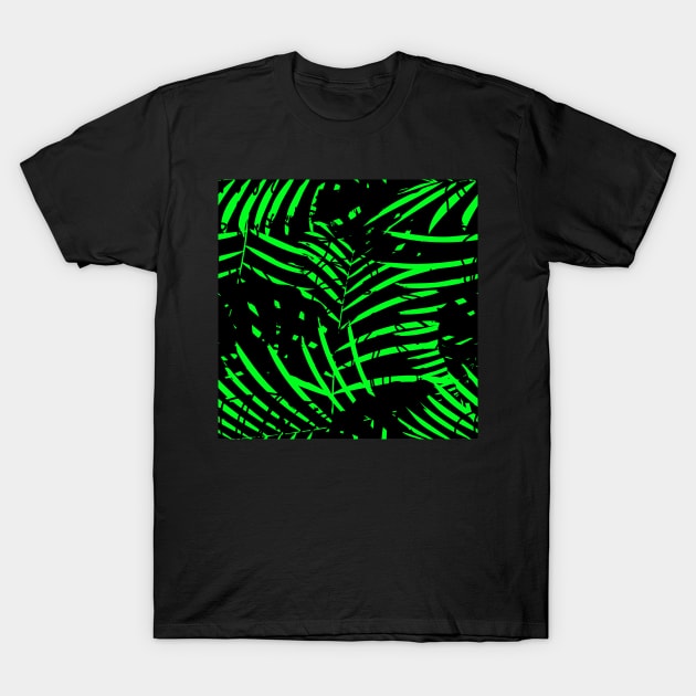 Tropical Neon Leaves Ornate Fabric Background cópia T-Shirt by MichelMM